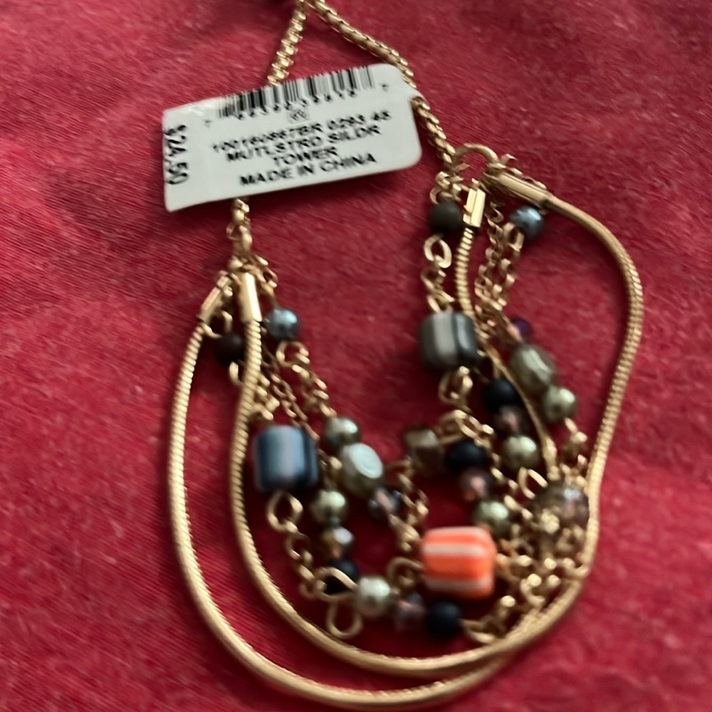 Style and co slider bracelet will fit 7 to 7 1/2 wrist w multi stones good plate